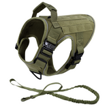 NEW Upgraded Tactical No-Pull Dog Harness with 4 Quick-Release Metal Buckles, Reinforced Front & Back D-Rings, Hook & Loop Panels, Adjustable Straps, Reflective Strips, & Top Handle