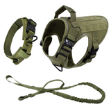 NEW Upgraded Tactical No-Pull Dog Harness with 4 Quick-Release Metal Buckles, Reinforced Front & Back D-Rings, Hook & Loop Panels, Adjustable Straps, Reflective Strips, & Top Handle