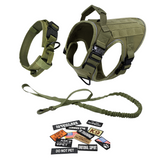 NEW Upgraded Tactical No-Pull Dog Harness with 4 Quick-Release Metal Buckles, Reinforced Front & Back D-Rings, Hook & Loop Panels, Adjustable Straps, Reflective Strips, & Top Handle