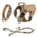 NEW Upgraded Tactical No-Pull Dog Harness with 4 Quick-Release Metal Buckles, Reinforced Front & Back D-Rings, Hook & Loop Panels, Adjustable Straps, Reflective Strips, & Top Handle