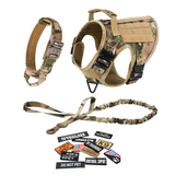 NEW Upgraded Tactical No-Pull Dog Harness with 4 Quick-Release Metal Buckles, Reinforced Front & Back D-Rings, Hook & Loop Panels, Adjustable Straps, Reflective Strips, & Top Handle